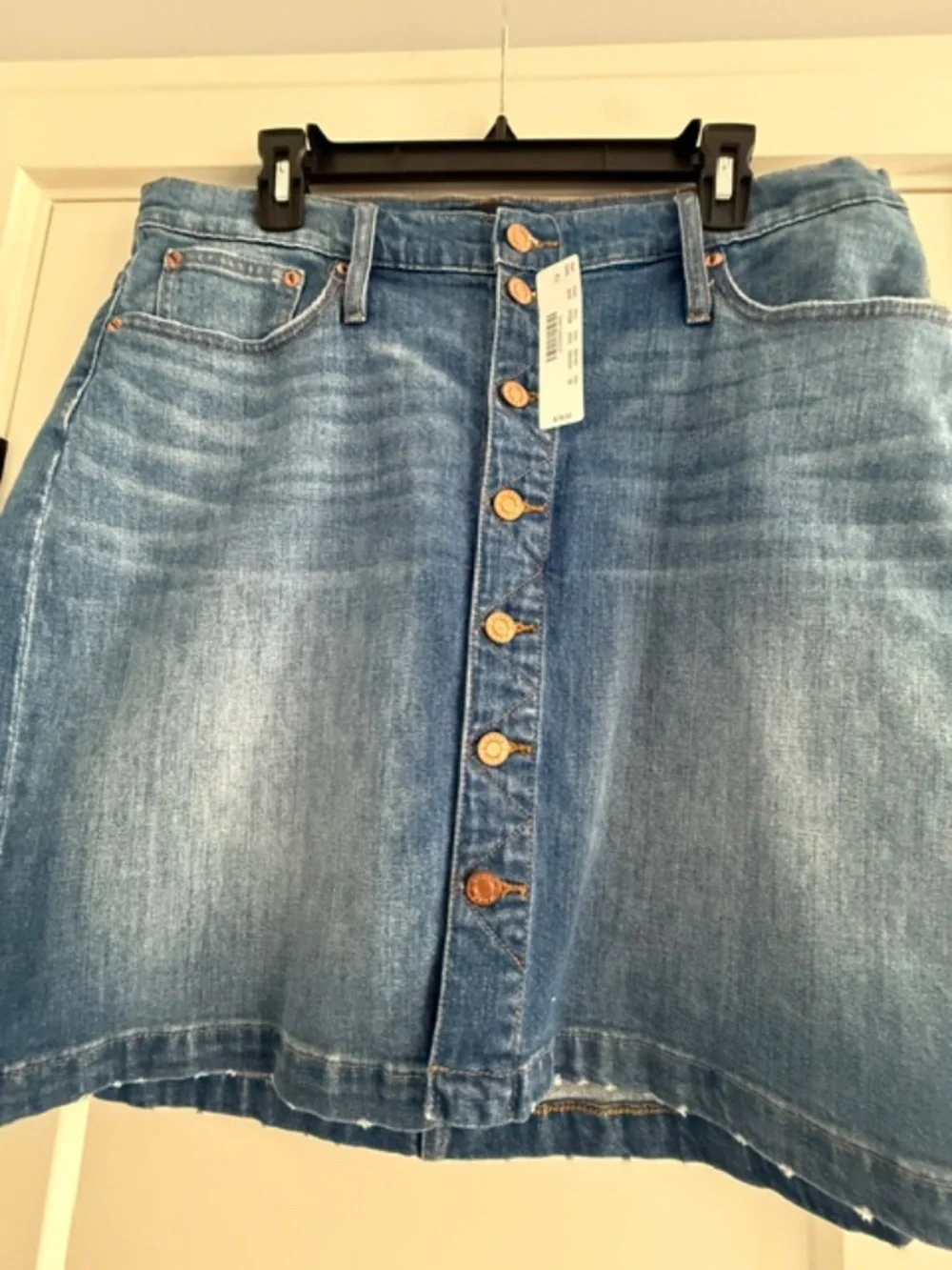 NWT J. Crew Button Front Blue Denim Jean Skirt Medium Wash Size 32